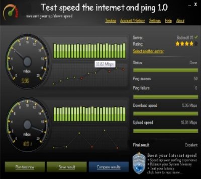 Test speed the internet and ping 1.0